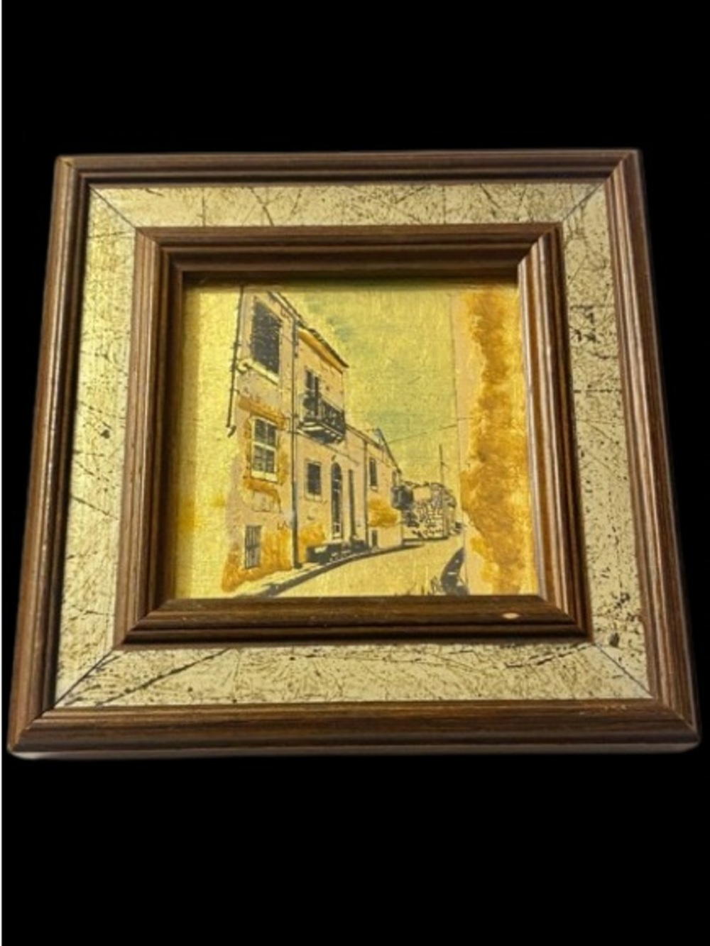 Mini Picture Hand Painted 23 K Gold Leaf Signed Italian Florentine Wall Gallery